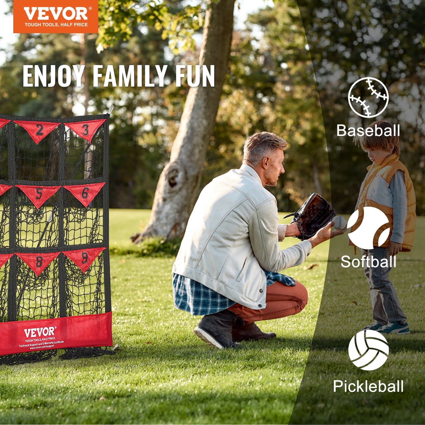 9-Hole Baseball Net, 49"x42" Softball Baseball Training Equipment for Batting Practice, Portable Quick Assembly Coach Aid with Carrying Bag, Strike Zone, Ground Stakes, for Youth Adults