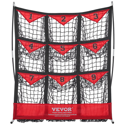 9-Hole Baseball Net, 49"x42" Softball Baseball Training Equipment for Batting Practice, Portable Quick Assembly Coach Aid with Carrying Bag, Strike Zone, Ground Stakes, for Youth Adults