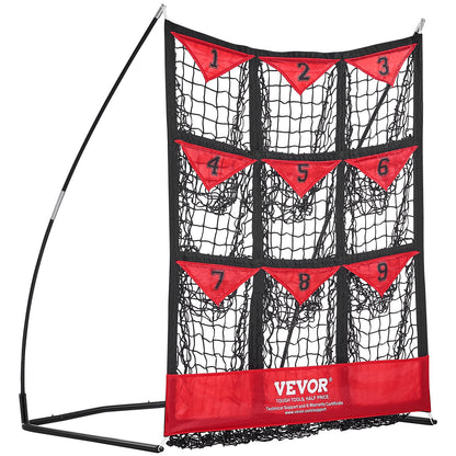 9-Hole Baseball Net, 49"x42" Softball Baseball Training Equipment for Batting Practice, Portable Quick Assembly Coach Aid with Carrying Bag, Strike Zone, Ground Stakes, for Youth Adults