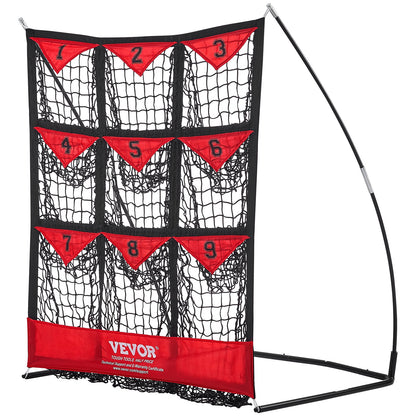 9-Hole Baseball Net, 49"x42" Softball Baseball Training Equipment for Batting Practice, Portable Quick Assembly Coach Aid with Carrying Bag, Strike Zone, Ground Stakes, for Youth Adults