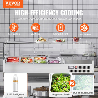 Bänkskiva kylsallad Pizza Prep Station 140 W Glas Guard CE