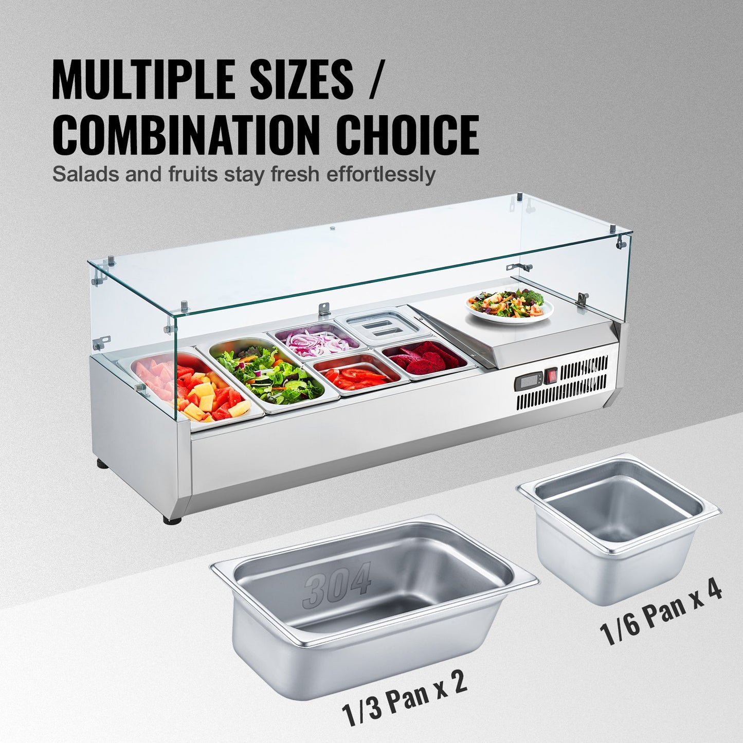 Bänkskiva kylsallad Pizza Prep Station 140 W Glas Guard CE
