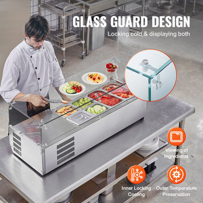 Bänkskiva kylsallad Pizza Prep Station 140 W Glas Guard CE