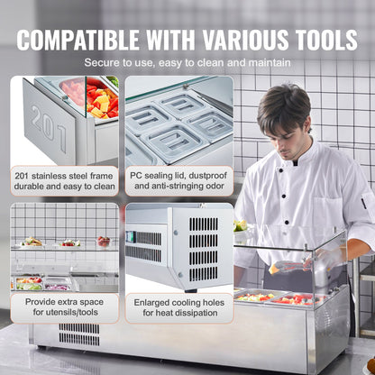 Bänkskiva kylsallad Pizza Prep Station 140 W Glas Guard CE