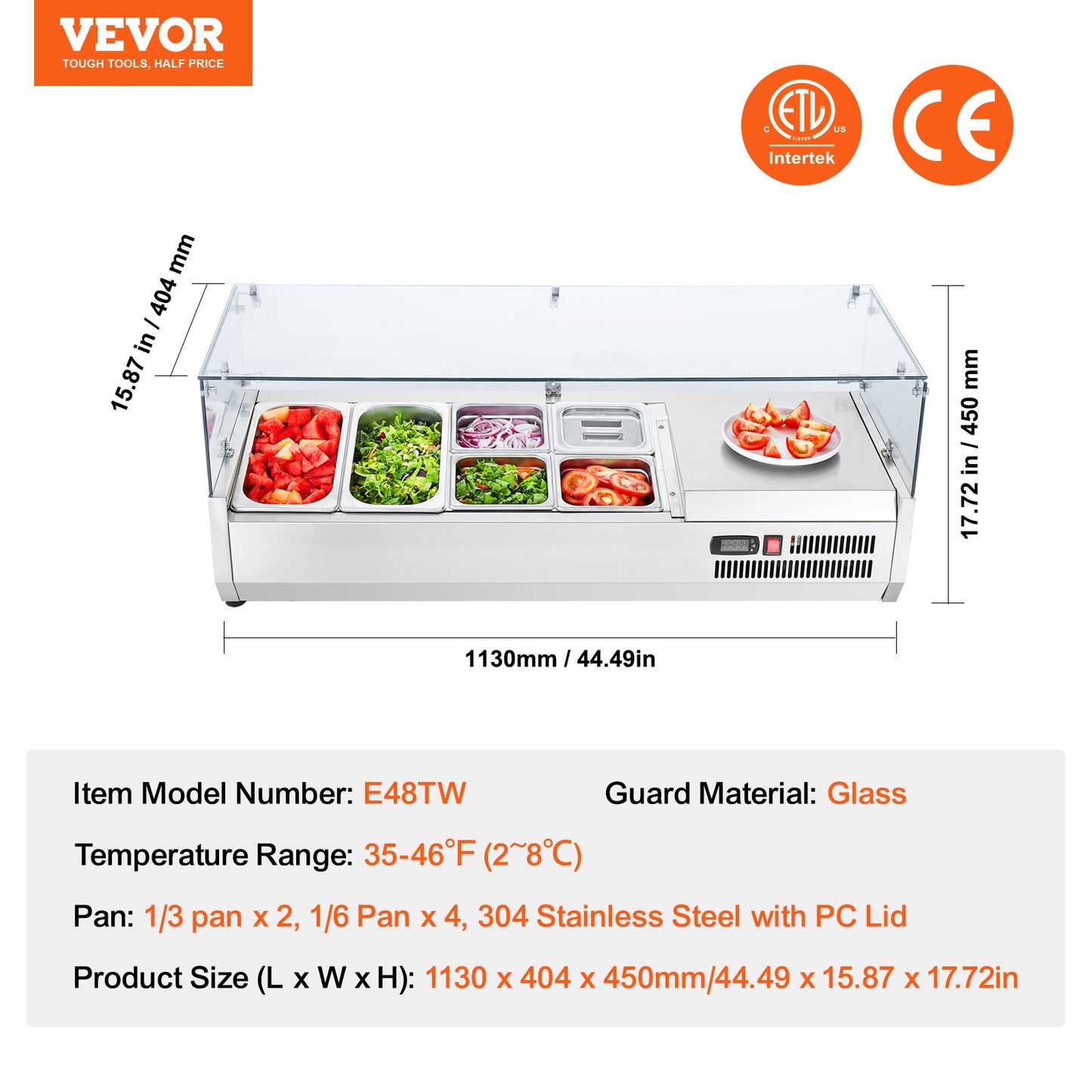Bänkskiva kylsallad Pizza Prep Station 140 W Glas Guard CE