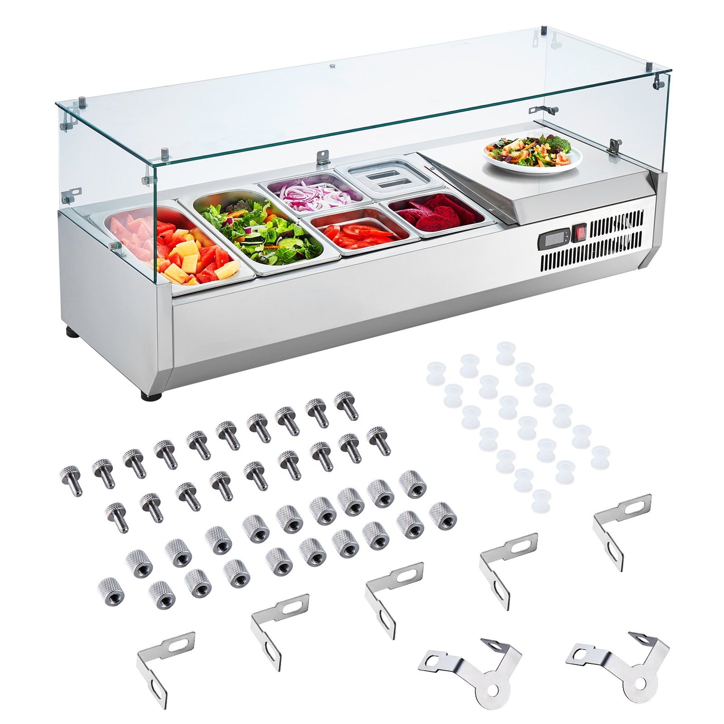 Bänkskiva kylsallad Pizza Prep Station 140 W Glas Guard CE