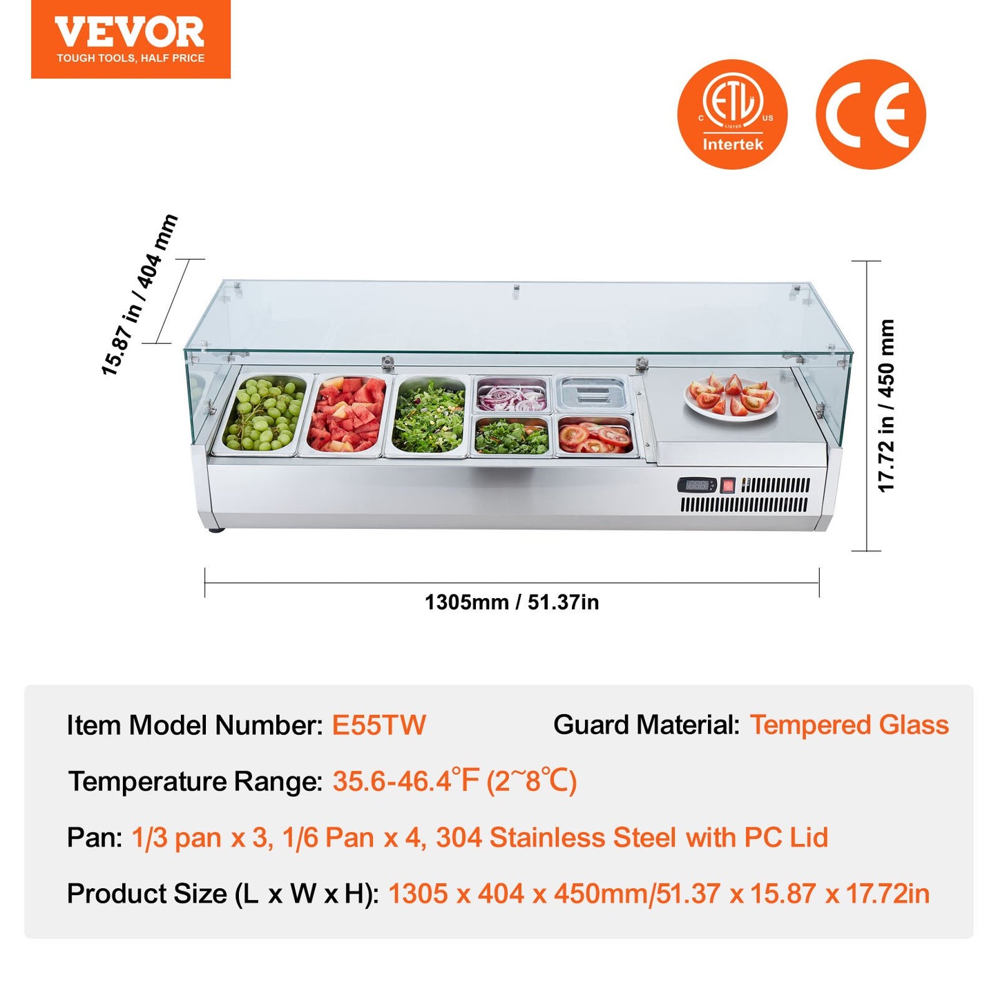 Bänkskiva kylsallad Pizza Prep Station 150 W Glas Guard CE