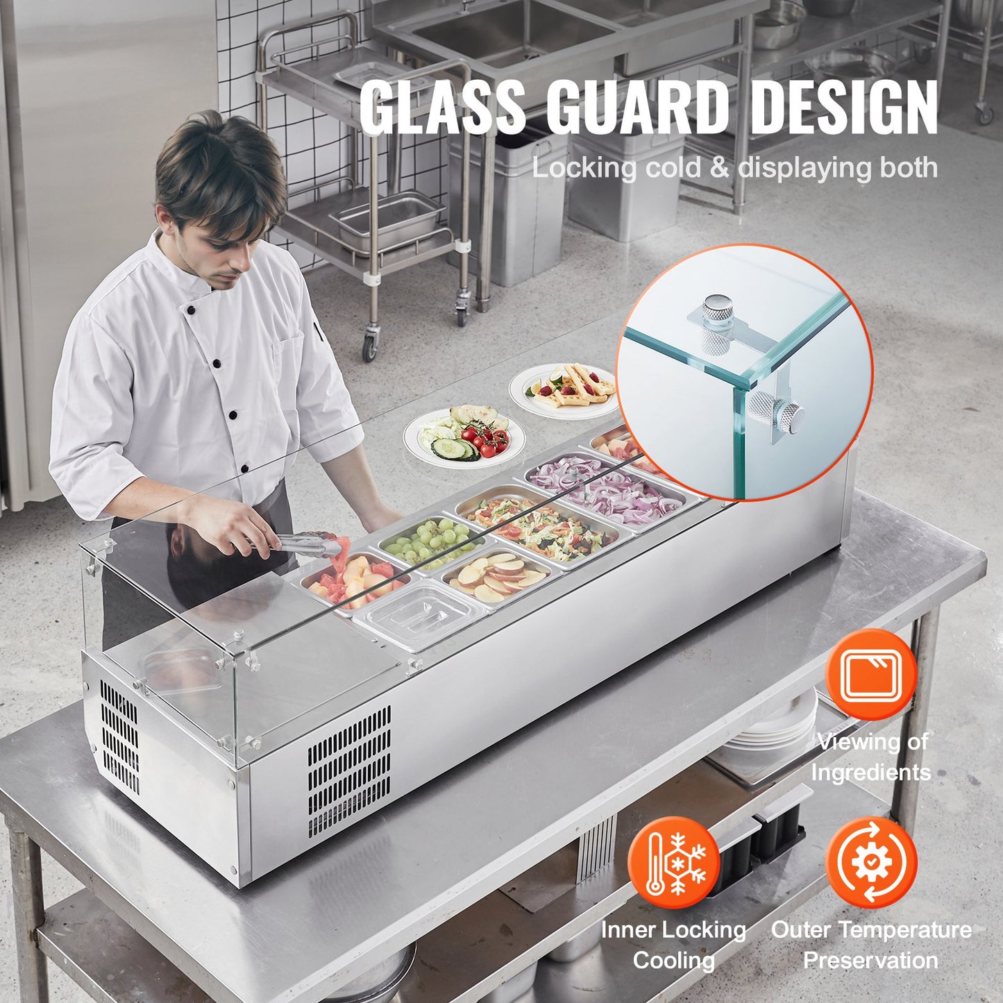Bänkskiva kylsallad Pizza Prep Station 155 W Glas Guard CE