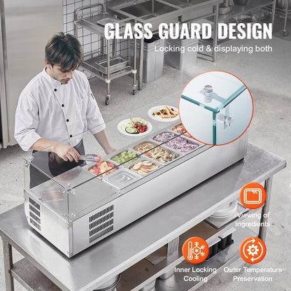 Bänkskiva kylsallad Pizza Prep Station 155 W Glas Guard CE