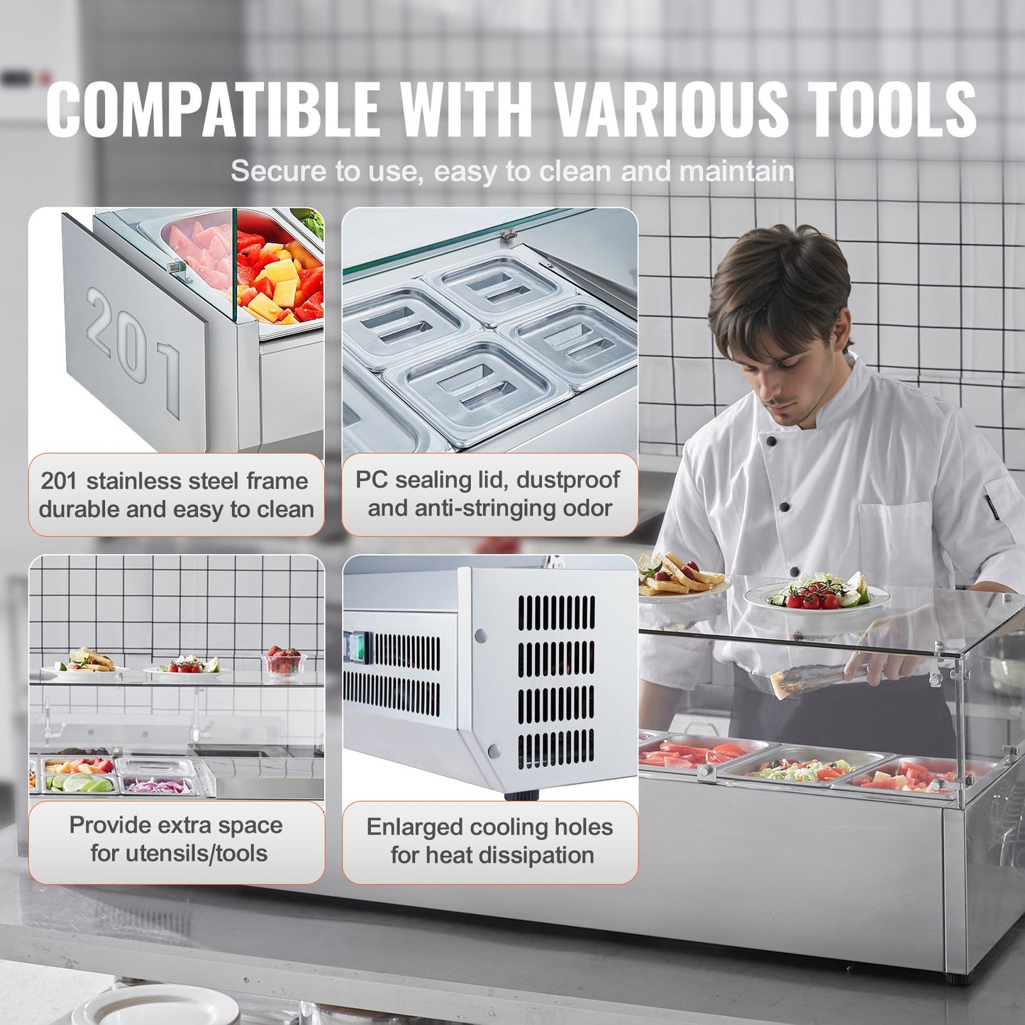 Bänkskiva kylsallad Pizza Prep Station 155 W Glas Guard CE