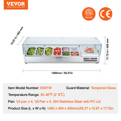 Bänkskiva kylsallad Pizza Prep Station 155 W Glas Guard CE