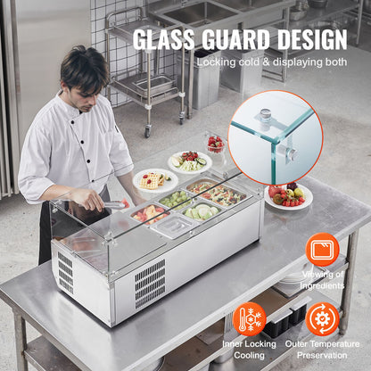 Bänkskiva kylsallad Pizza Prep Station 140 W Glas Guard CE