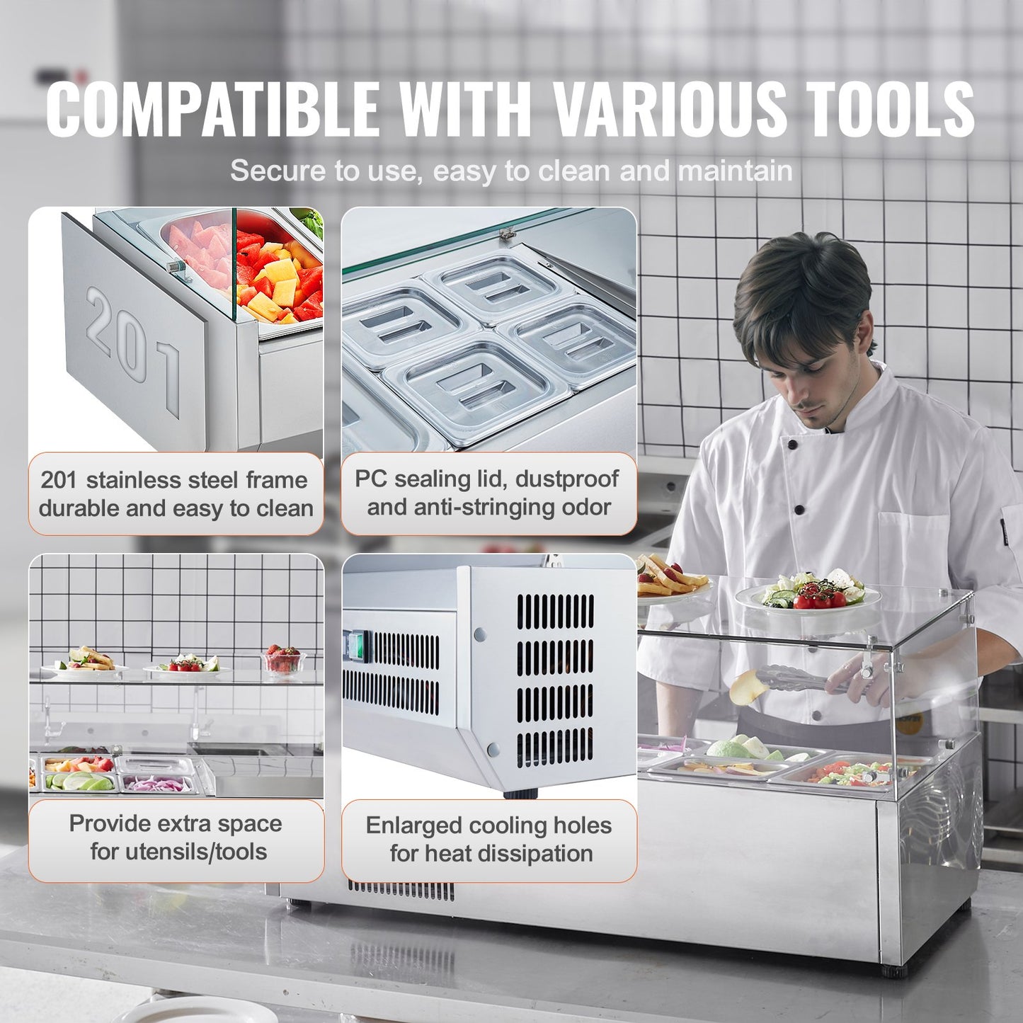 Bänkskiva kylsallad Pizza Prep Station 140 W Glas Guard CE