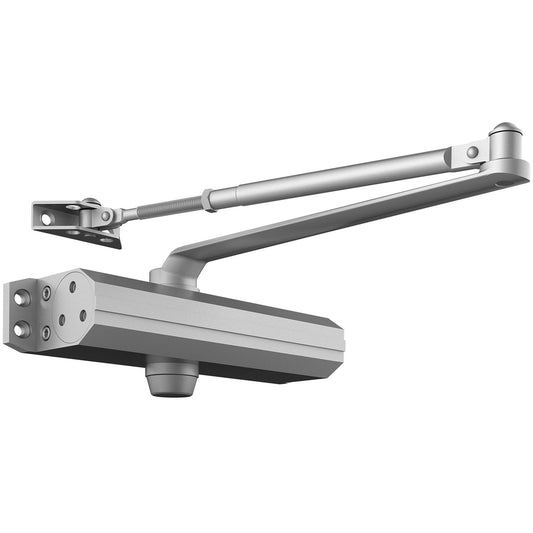 Dörrstängare, Automatisk Dörrstängare Kommersiell eller bostadsanvändning för Dörrvikter 120 kg, Justerbar storlek Hydraulisk buffert Dörrstängare Kraftig gjuten aluminiumkropp, Enkel installation, Silver