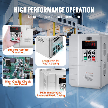 VFD 7,5KW, 34A, 10HP frekvensomriktare för 3-fas motorhastighetskontroll