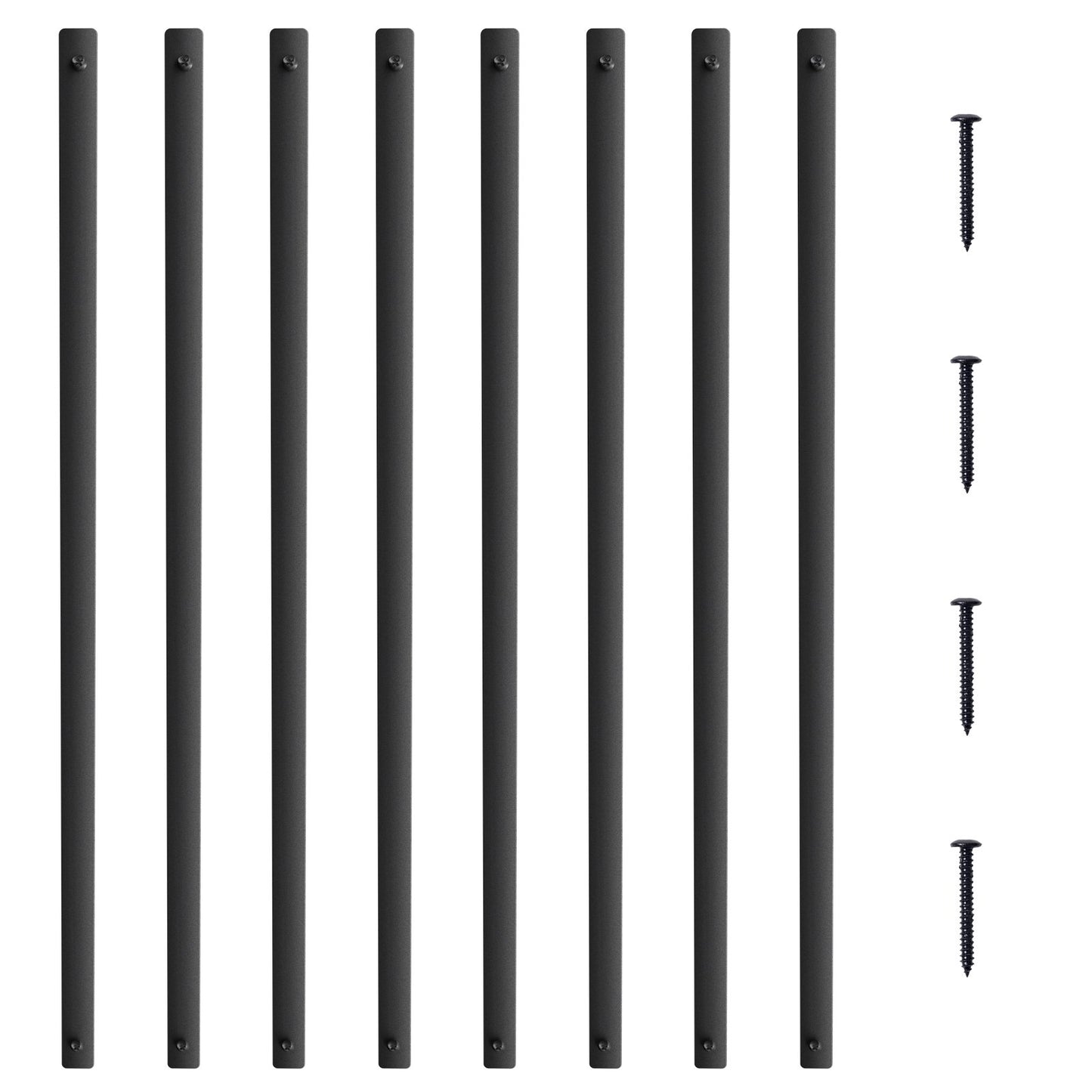 Staircase Metal Balusters, 38'' x 1'' Platta aluminiumlegering dekorativa räckespindlar, 72-pack däcksräcke med skruvar, klassiskt ihåligt däcksräcke satinsvart pulverlackerat för veranda
