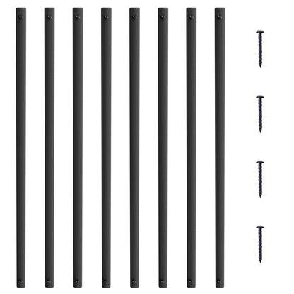 Metallbaluster für Treppen, 82,9 x 2,5 cm, flache dekorative Geländerspindeln aus Aluminiumlegierung, 51er-Packung Deckgeländer mit Schrauben, klassisches hohles Deckgeländer, satinschwarz pulverbeschichtet für die Veranda