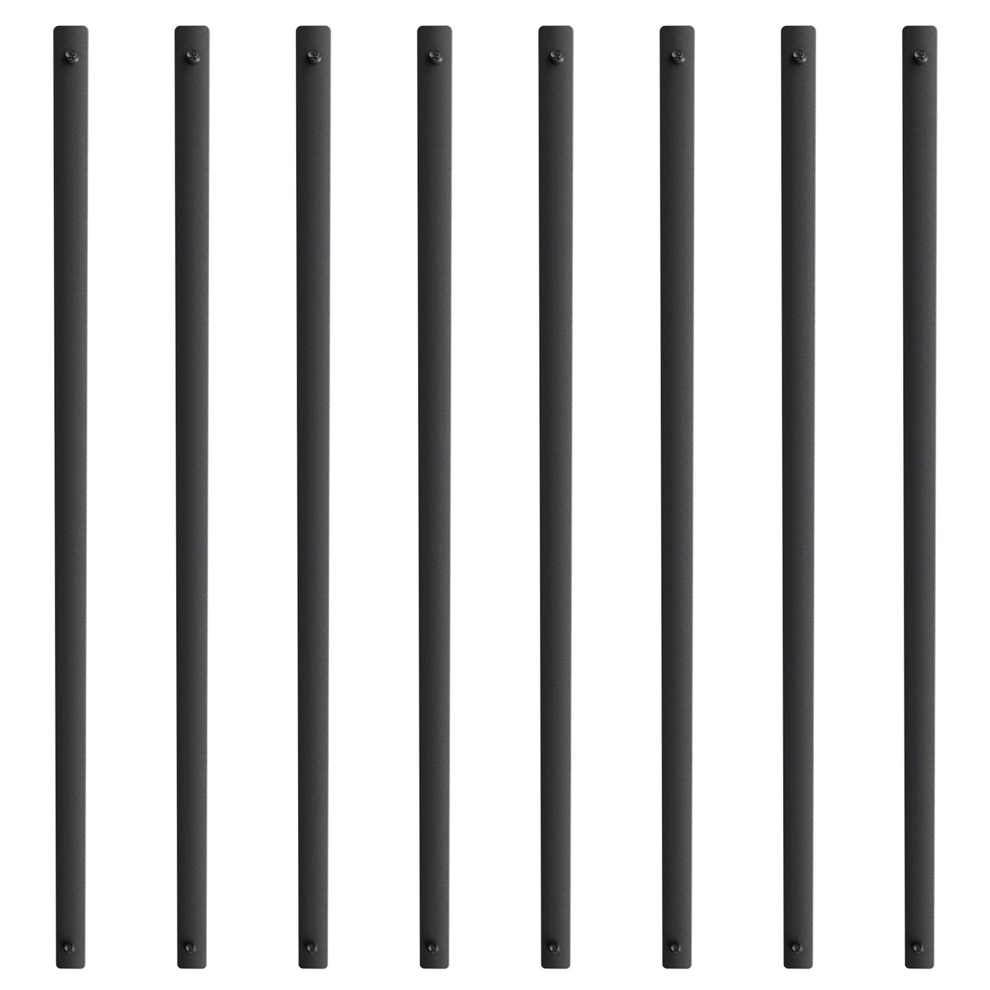 Metallbaluster für Treppen, 82,9 x 2,5 cm, flache dekorative Geländerspindeln aus Aluminiumlegierung, 51er-Packung Deckgeländer mit Schrauben, klassisches hohles Deckgeländer, satinschwarz pulverbeschichtet für die Veranda