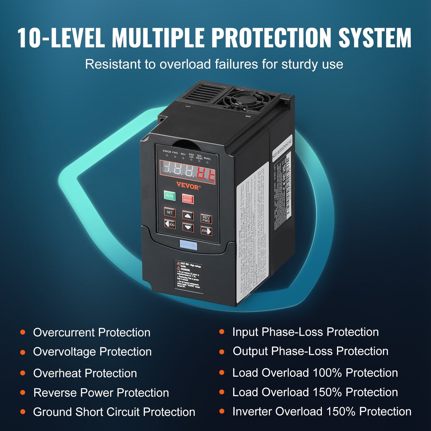 VFD 1HP 0.75KW 3.5Ampere 220V 1- or 3-phase input to 3-phase output 0-400Hz