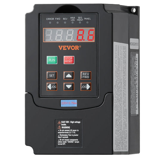 VFD 1HP 0.75KW 3.5Ampere 220V 1- or 3-phase input to 3-phase output 0-400Hz