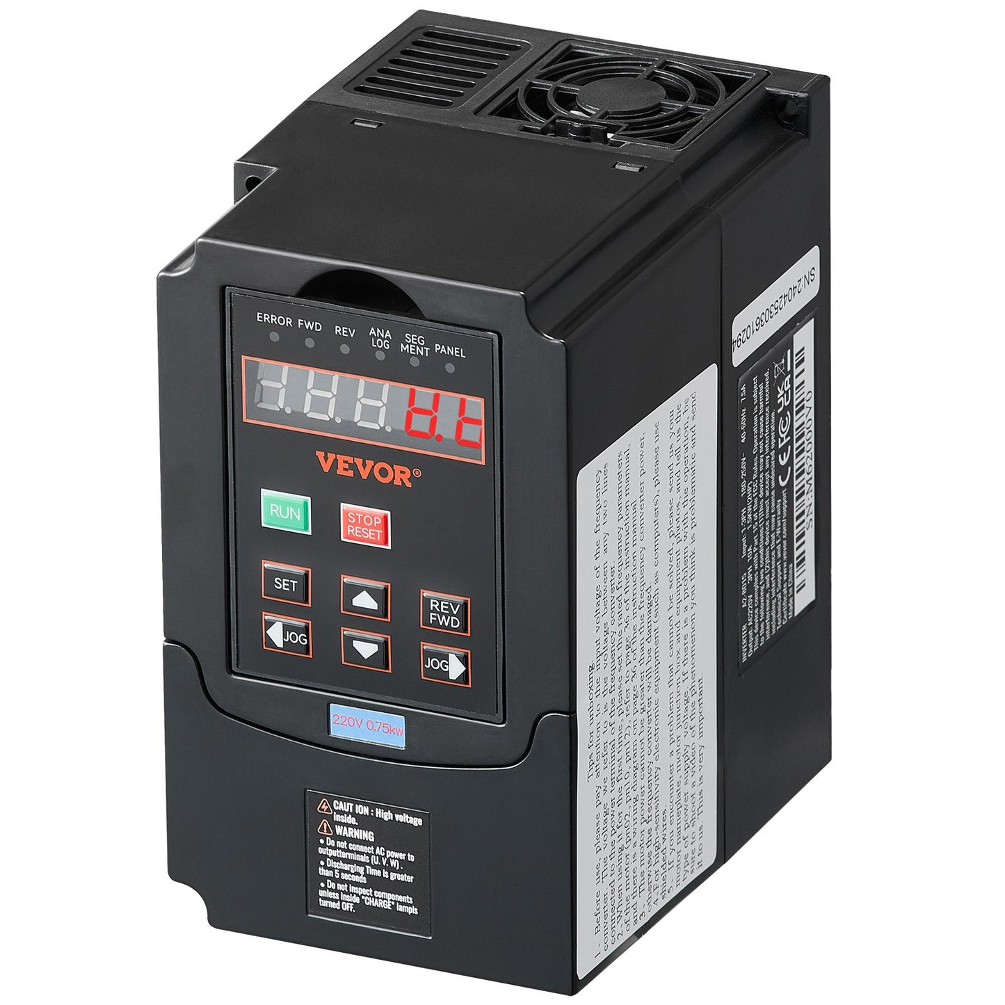 VFD 1HP 0.75KW 3.5Ampere 220V 1- or 3-phase input to 3-phase output 0-400Hz