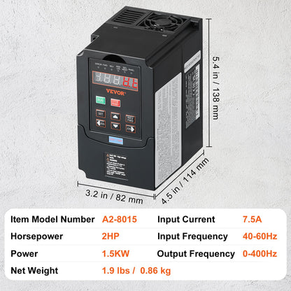 VFD 2HP, 1,5KW, 7,5Amp.