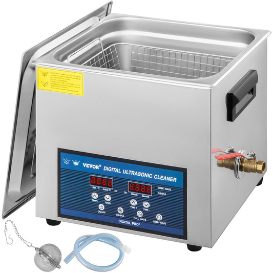 10L Ultrasonic Cleaner Dual Frequency Ultrasonic Cleaning Machine with Heating Element Jewelry Cleaning for Parts Jewelry Eyeglasses Ring Prosthesis Record Circuit Board 28/40KHz