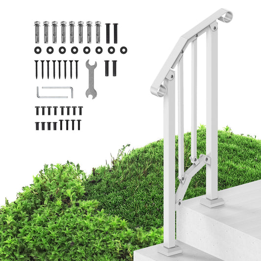 1-2-stegs ledstänger för utomhus för seniorer Verandadäck Retro Arch White