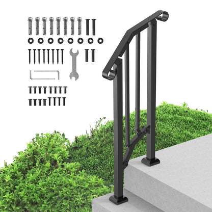 1-2-stegs ledstänger för utomhus för seniorer Verandadäck Retro Arch Black