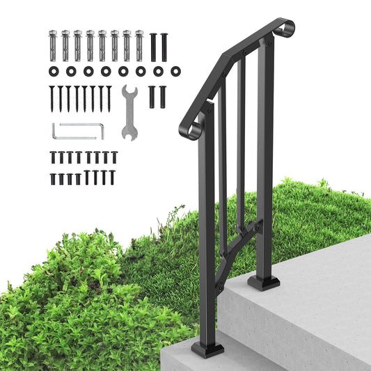1-2-stegs ledstänger för utomhus för seniorer Verandadäck Retro Arch Black