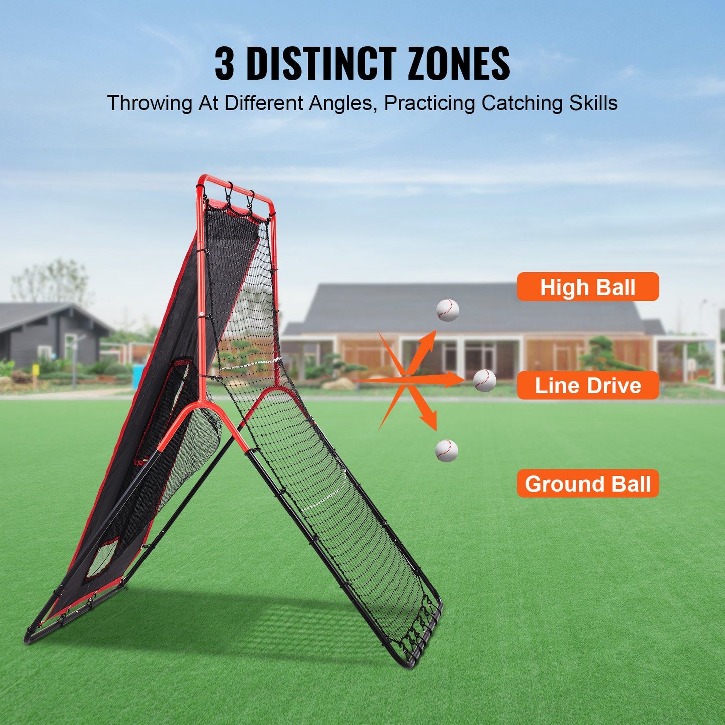 Baseball and Softball Rebounder Net 3x4.5 ft. 2-in-1 Switch Hitter Pitch