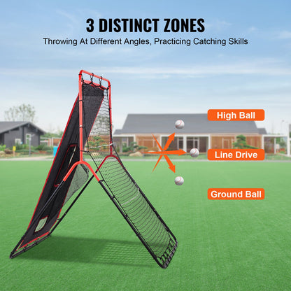 Baseball and Softball Rebounder Net 3x4.5 ft. 2-in-1 Switch Hitter Pitch