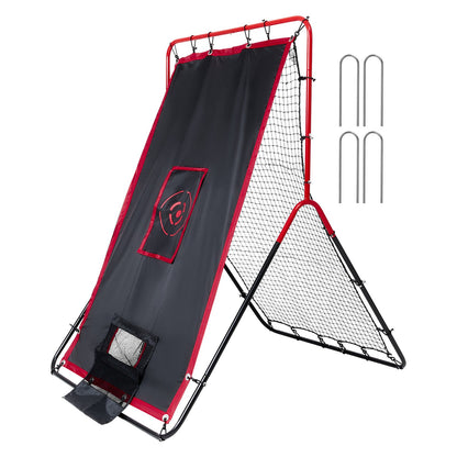 Baseball and Softball Rebounder Net 3x4.5 ft. 2-in-1 Switch Hitter Pitch