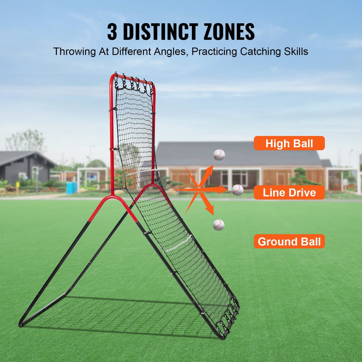 Baseball- und Softball-Rebounder-Netz 3x4,5 ft PitchBack 3-Way Trainer