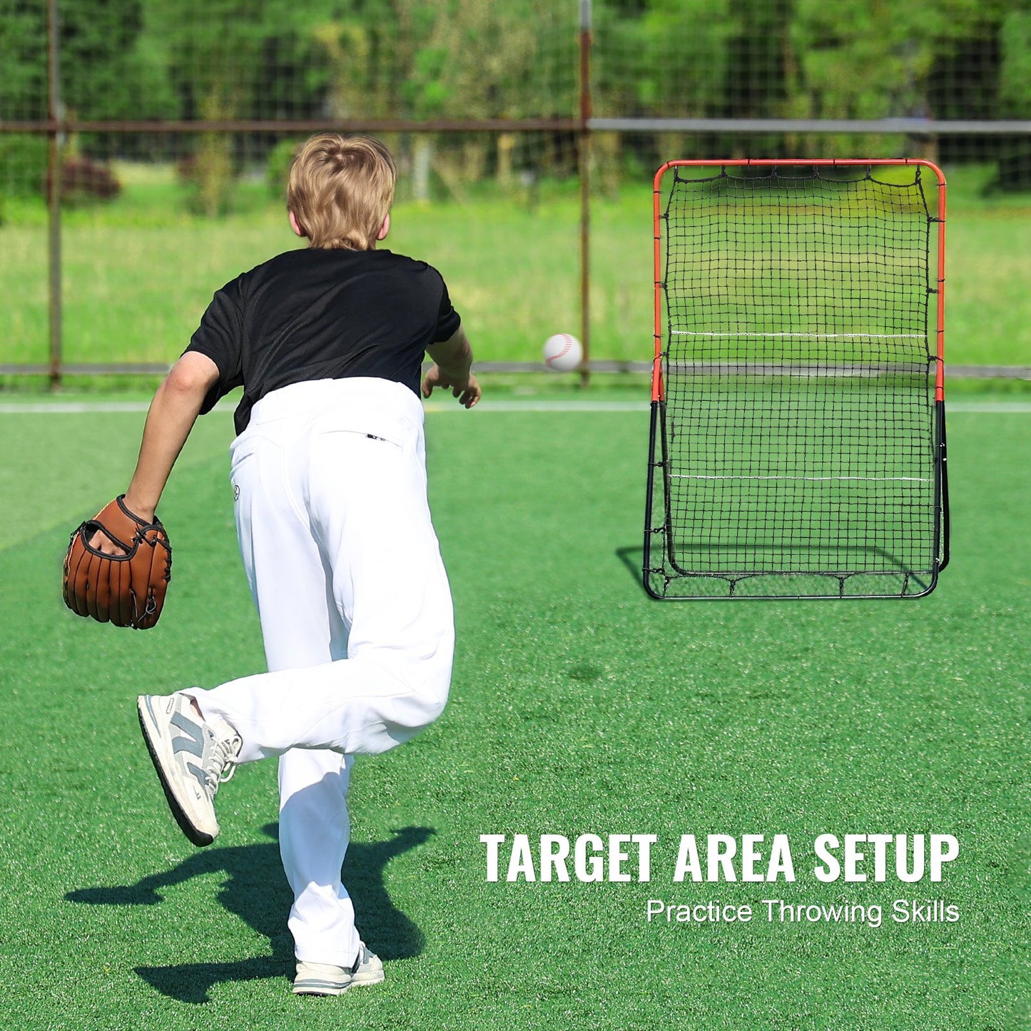 Baseball- und Softball-Rebounder-Netz 3x4,5 ft PitchBack 3-Way Trainer