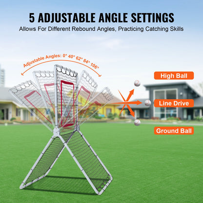 Baseball- und Softball-Rebounder-Netz 3,5 x 6 Fuß 5 einstellbare Winkel