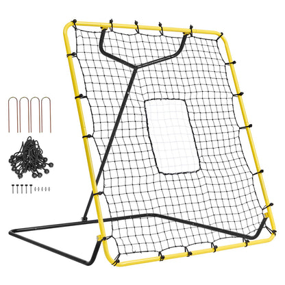 Baseball and Softball Rebounder Net 4x4.5 Ft PitchBack Adjustable Angles