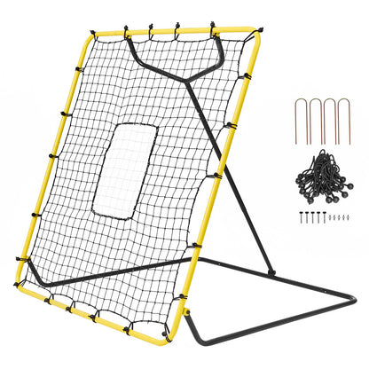 Baseball and Softball Rebounder Net 4x4.5 Ft PitchBack Adjustable Angles