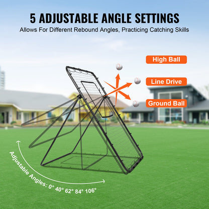 Baseball och Softball Rebounder Net 4x6 Ft PitchBack justerbara vinklar