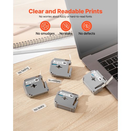etikettband 4-pack 12 mm svart på vit refill för etikettskrivare M-K231