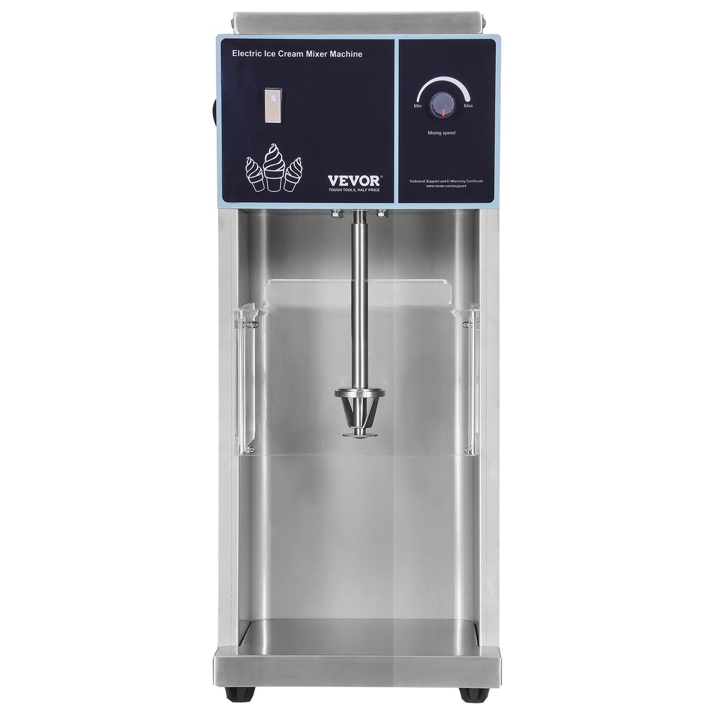 Ice Cream Mixer 400W Glass Mixer Rörmaskin 304 Rostfritt stål