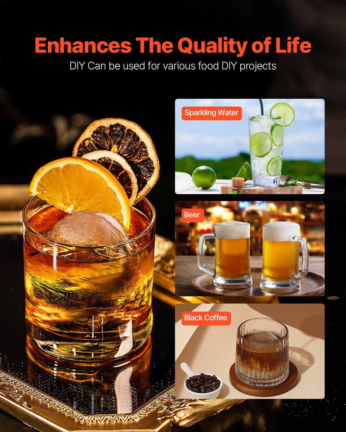 Ice Ball Press Kit Ice Ball Maker 2.4"/60mm Clear Sphere Whiskey Scot