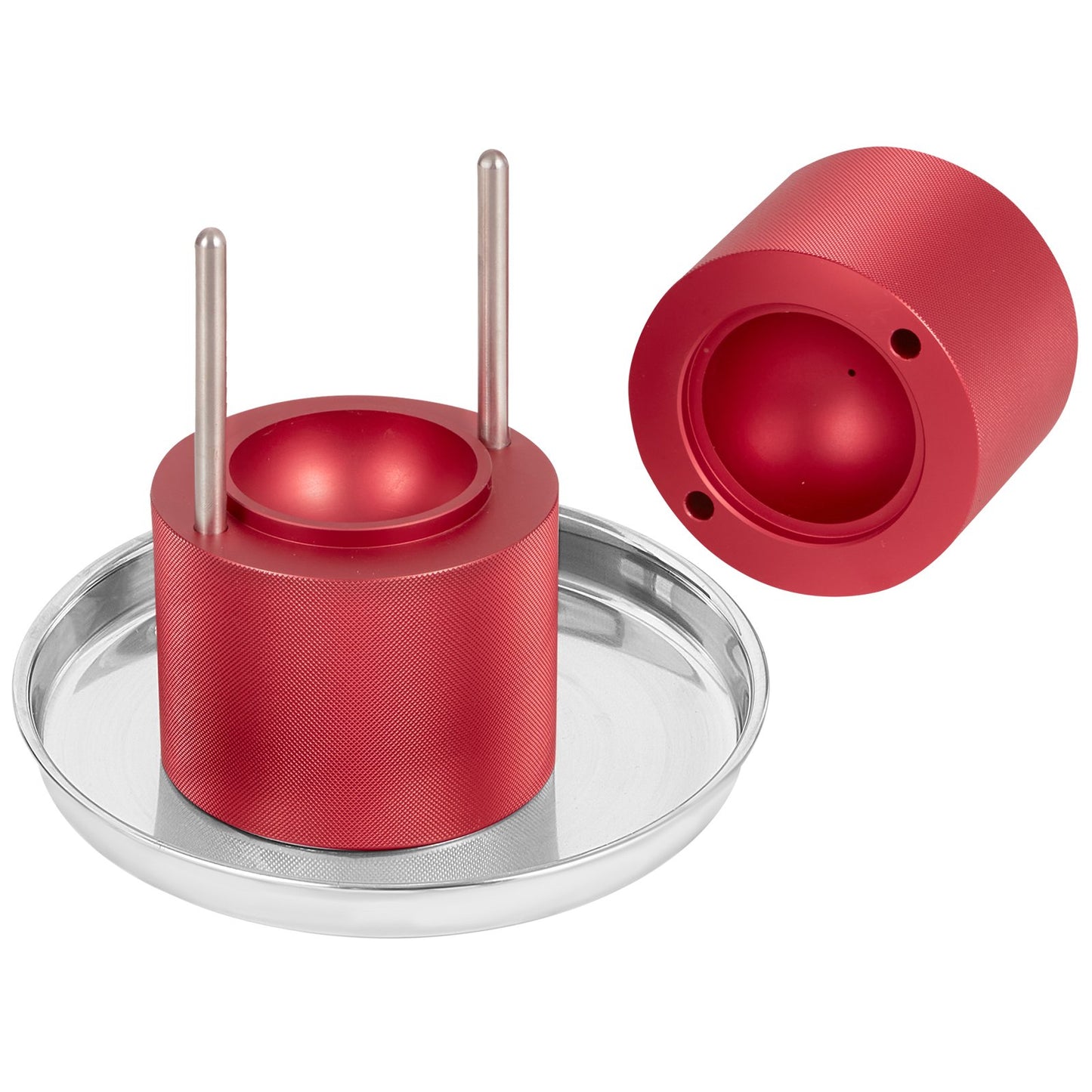 Ice Ball Press, 2.4" Ice Ball Maker, Aircraft Al Alloy Ice Ball Press Kit for 60mm Ice Sphere, Ice Press with Tongs and Drip Tray, for Whiskey, Cocktail, Bourbon, Scotch on Party &amp; Holiday, Red