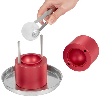 Ice Ball Press, 2.4" Ice Ball Maker, Aircraft Al Alloy Ice Ball Press Kit for 60mm Ice Sphere, Ice Press with Tongs and Drip Tray, for Whiskey, Cocktail, Bourbon, Scotch on Party &amp; Holiday, Red