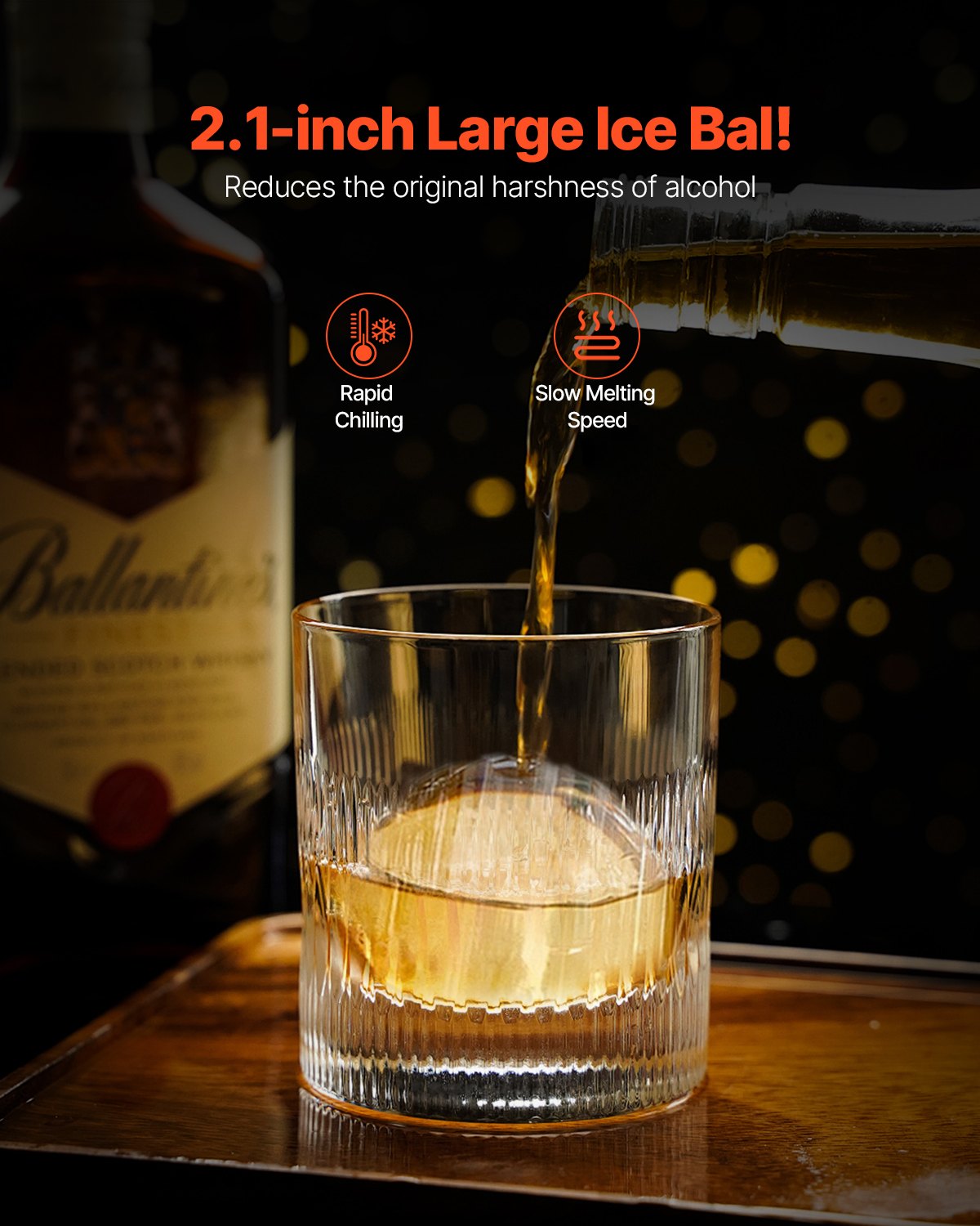 Ice Ball Press Ice Ball Maker 2,1"/53mm Ice Press Kit för Whiskey Silver