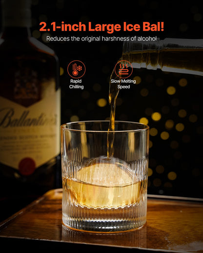 Ice Ball Press Ice Ball Maker 2,1"/53mm Ice Press Kit för Whiskey Silver