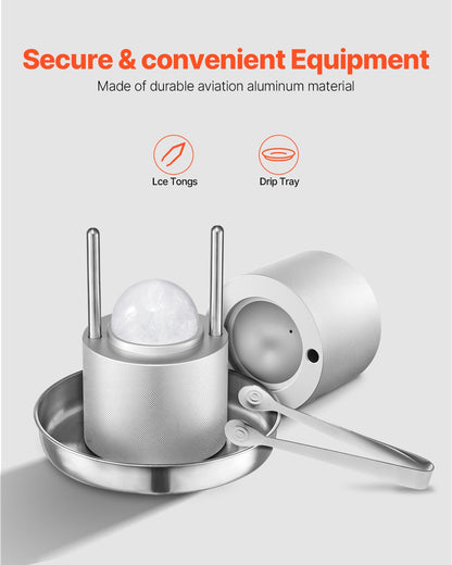 Ice Ball Press Ice Ball Maker 2,1"/53mm Ice Press Kit för Whiskey Silver