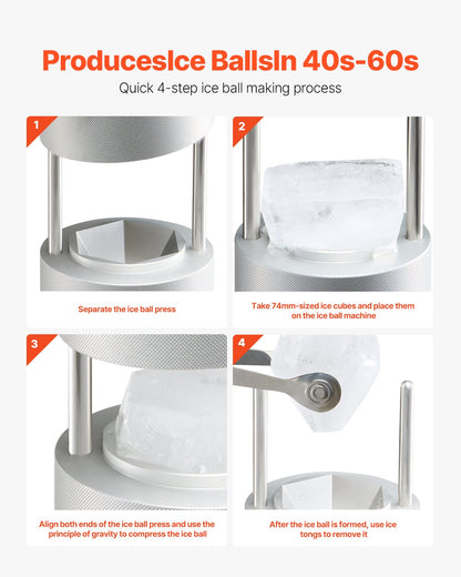 Ice Diamond Press Ice Ball Maker 2.4" Diamond Ice Press Kit for Whiskey