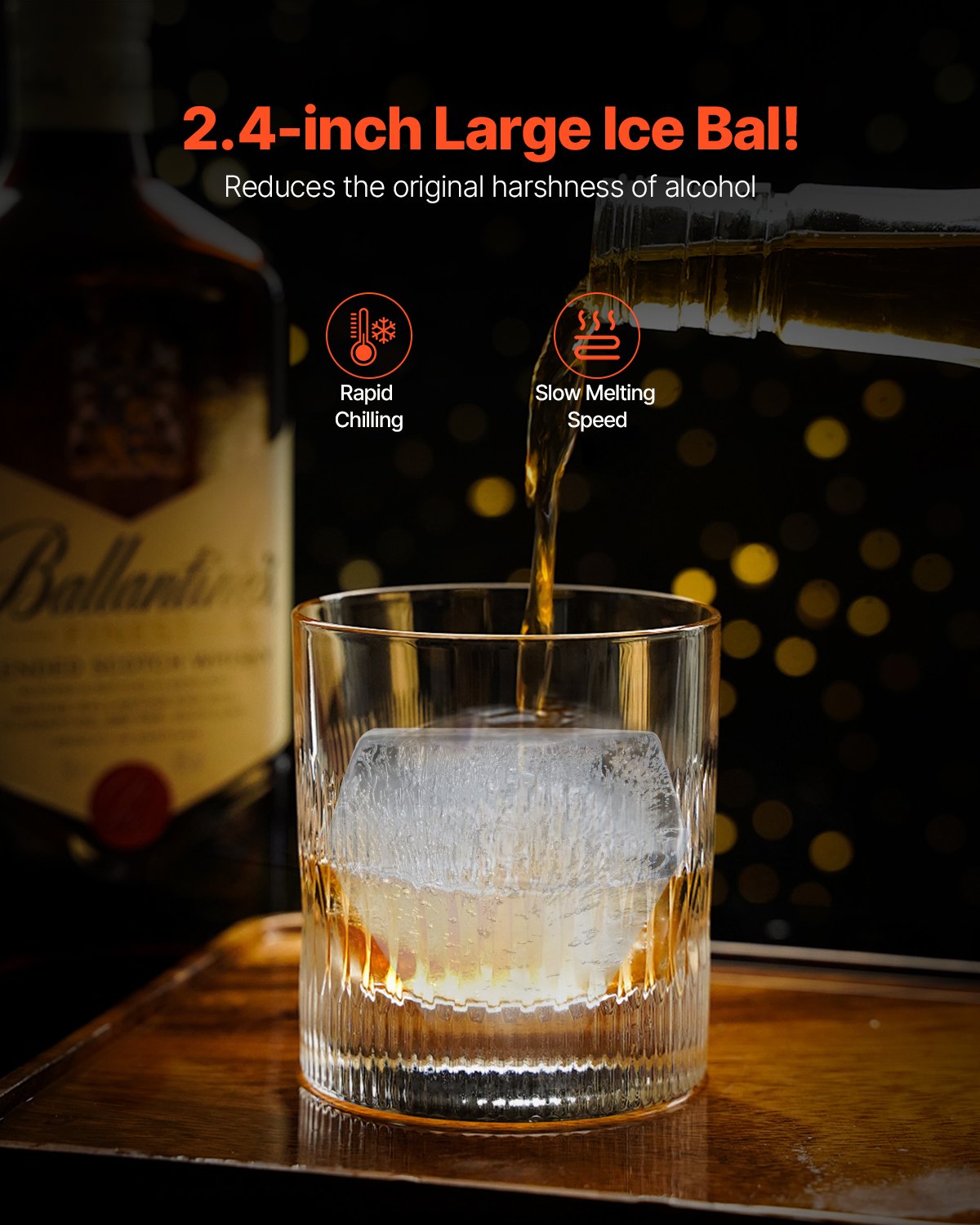 Ice Diamond Press Ice Ball Maker 2.4" Diamond Ice Press Kit for Whiskey