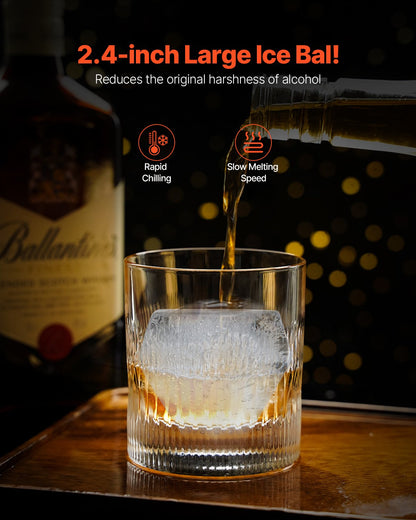 Ice Diamond Press Ice Ball Maker 2.4" Diamond Ice Press Kit for Whiskey